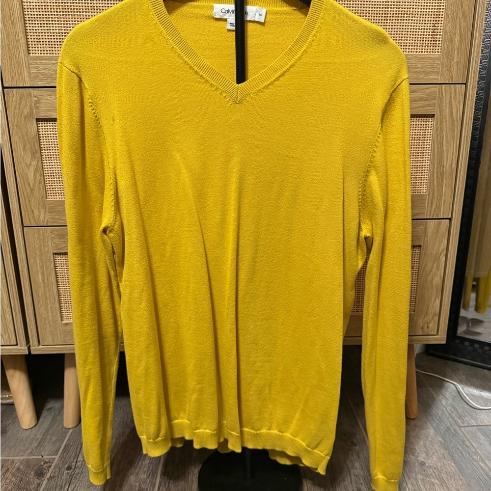Calvin Klein Women’s V-Neck Sweater in Mustard